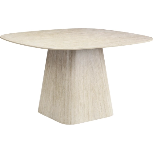 Brim 51" Square Dining Table in Natural Travertine Color Sintered Stone