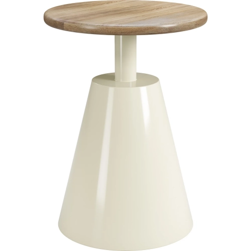 Sira Side Table in Natural Faux Wood MDF & Ivory Steel