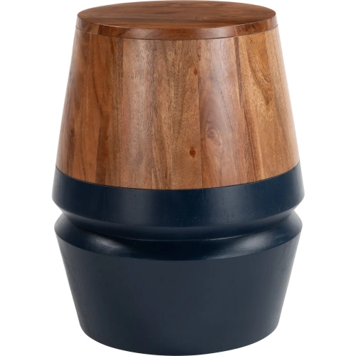Tornos Side Table in Walnut Finish & Deep Blue Acacia Wood