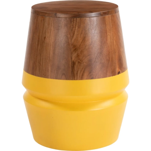 Tornos Side Table in Walnut Finish & Yellow Acacia Wood