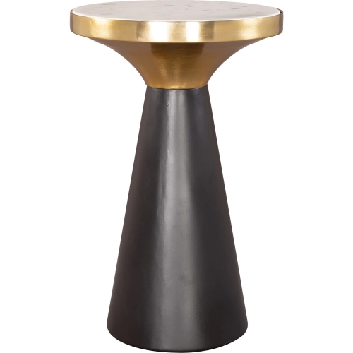 Obsidian Side Table in Multicolor Marble, Electroplated & Black Iron