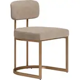 Velar Dining Chair in Beige Vegan Leather & Bronze Metal (Set of 2)