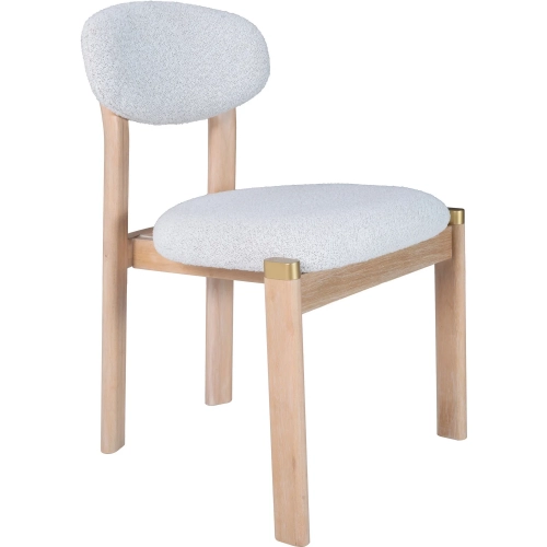 Rilou Dining Chair in White Shearling Like Fabric & Washed Wood (Set of 2)