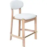 Rilou Counter Stool in White Shearling Like Fabric & Washed Wood (Set of 2)