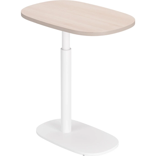 Buddy Adjustable Rotating Side Table in Natural & White