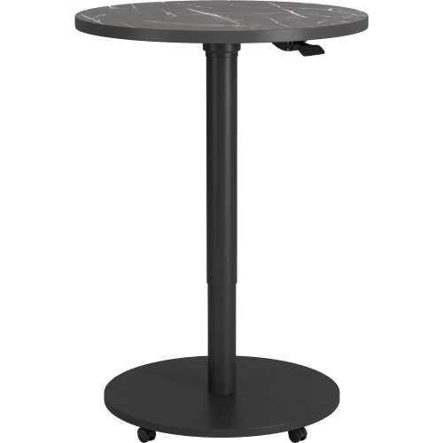 Mule 23.6" Round Adjustable Height Bar Table in Black Faux Marble & Steel