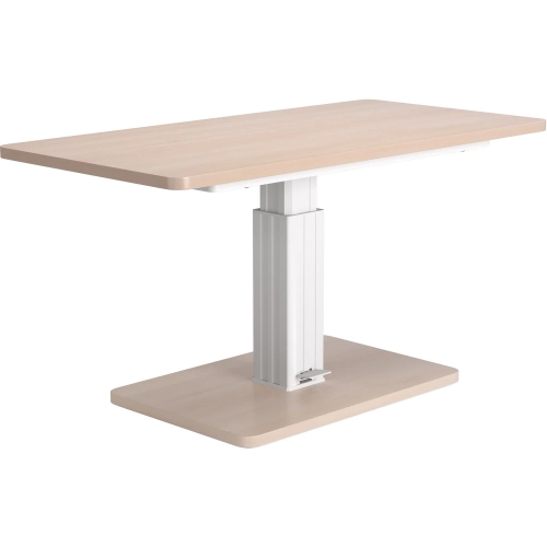Brule 47" Adjustable Height Dining Table in Natural Wood Veneer & White