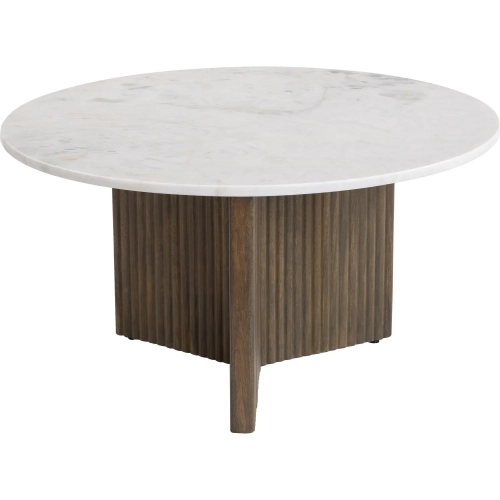 Tailo Coffee Table in White Marble & Brass Mango Wood