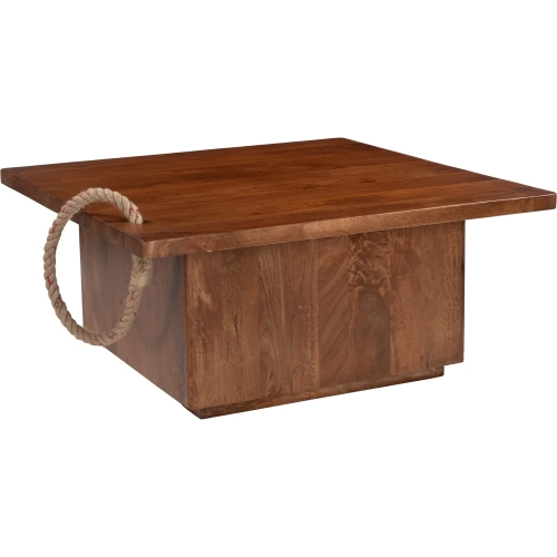 Omaga Storage Coffee Table in Walnut Finish Mango Wood & Jute Rope