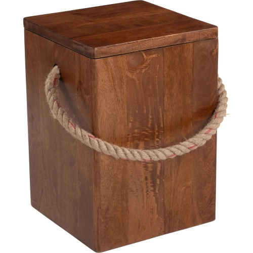Omaga Storage Side Table in Walnut Finish Mango Wood & Jute Rope