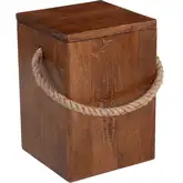 Omaga Storage Side Table in Walnut Finish Mango Wood & Jute Rope