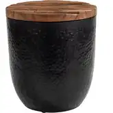 Duskan Storage Side Table in Natural Rustic Wood & Black Hammered Iron