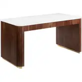 Obeah Desk White Marble & Walnut Finish Wood