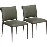 Freesia Dining Chair in Olive Green Vegan Leather & Bronze Metal (Set of 2)