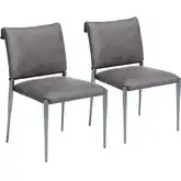 Freesia Dining Chair in Charcoal Gray Vegan Leather & Metal (Set of 2)