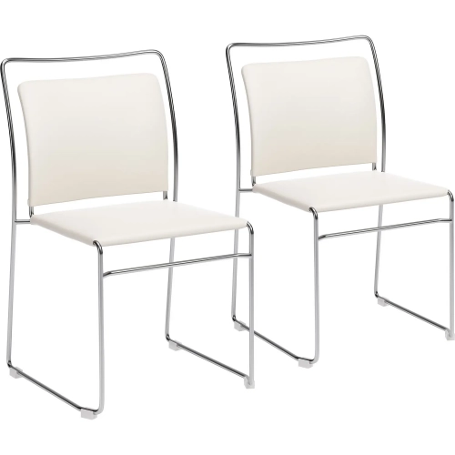 Verbena Dining Chair in Cream Vegan Leather & Gray Steel (Set of 2)