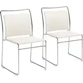 Verbena Dining Chair in Cream Vegan Leather & Gray Steel (Set of 2)