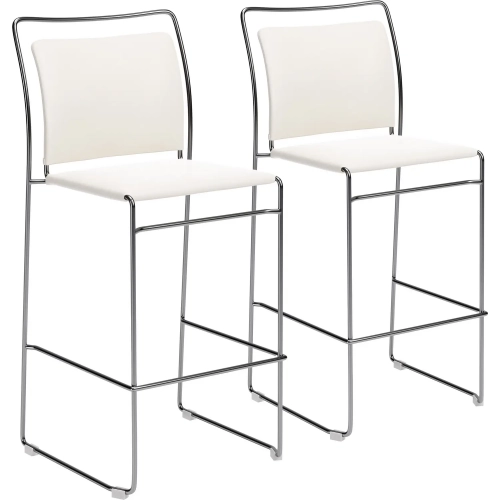 Verbena Bar Stool in Cream Vegan Leather & Gray Steel (Set of 2)