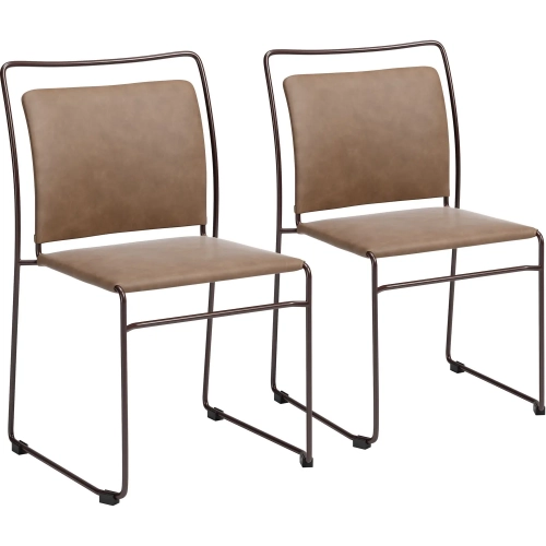 Verbena Dining Chair in Brown Vegan Leather & Brown Steel (Set of 2)