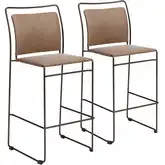 Verbena Bar Stool in Brown Vegan Leather & Brown Steel (Set of 2)