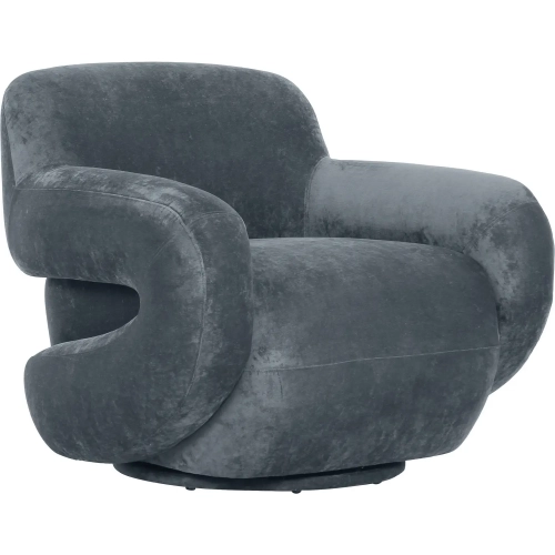 Boble Swivel Accent Chair in Storm Blue Gray Velvet