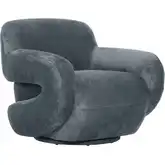 Boble Swivel Accent Chair in Storm Blue Gray Velvet