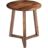 Macaria Side Table in Walnut Finish Mango Wood