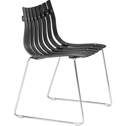 Beaufort Dining Chair in Black Wood & Chrome Steel (Set of 2)