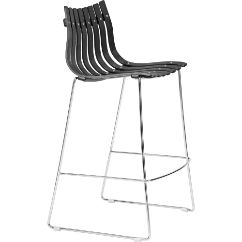 Beaufort Bar Stool in Black Wood & Chrome Steel (Set of 2)
