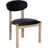 Rilou Dining Chair in Black Vegan Leather & Washed Wood (Set of 2)