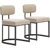 Velar Dining Chair in Beige Vegan Leather & Gray Steel (Set of 2)