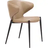 Lino Dining Chair in Taupe Brown Vegan Leather & Black Steel (Set of 2)