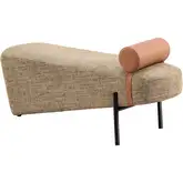 Hestia Bench in Multicolor Textured Fabric, Vegan Leather & Steel