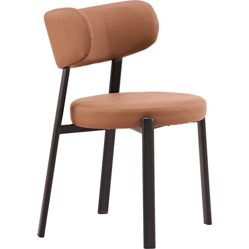 Prairie Dining Chair in in Brown Vegan Leather & Black Steel (Set of 2)