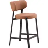 Prairie Counter Stool in Brown Vegan Leather & Black Steel (Set of 2)