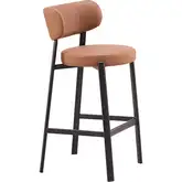 Prairie Bar Stool in Brown Vegan Leather & Black Steel (Set of 2)