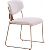 Meadow Dining Chair in Cloud White Fabric, Vegan Leather & Steel (Set of 4)