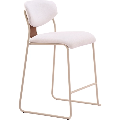 Meadow Counter Stool in Cloud White Fabric, Vegan Leather & Steel (Set of 4)