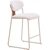 Meadow Counter Stool in Cloud White Fabric, Vegan Leather & Steel (Set of 4)