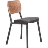 Ardenne Dining Chair in Black Metal, Black Vegan Leather & Wood (Set of 4)