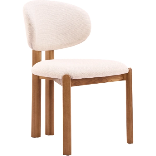 Rosetta Dining Chair in Beige Fabric & Walnut Finish Wood (Set of 2)