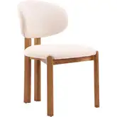 Rosetta Dining Chair in Beige Fabric & Walnut Finish Wood (Set of 2)