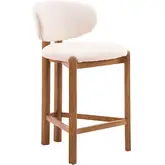 Rosetta Counter Stool in Beige Fabric & Walnut Finish Wood (Set of 2)