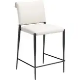 Freesia Counter Stool in White Vegan Leather & Black Steel (Set of 2)