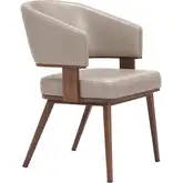 Poise Dining Chair in Brown Vegan Leather & Walnut Faux Wood Steel