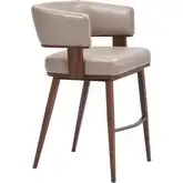 Poise Counter Stool Brown Vegan Leather & Walnut Faux Wood Steel