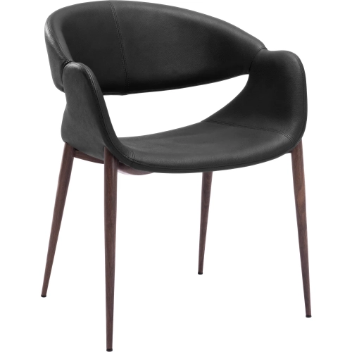 Limay Dining Chair Black Vegan Leather & Walnut Faux Wood Steel (Set of 2)