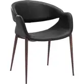 Limay Dining Chair Black Vegan Leather & Walnut Faux Wood Steel (Set of 2)