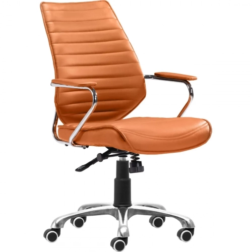 Enterprise Office Chair in Terracotta Leatherette with Chrome
