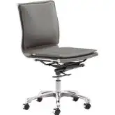 Lider Plus Armless Office Chair in Gray Leatherette & Chrome